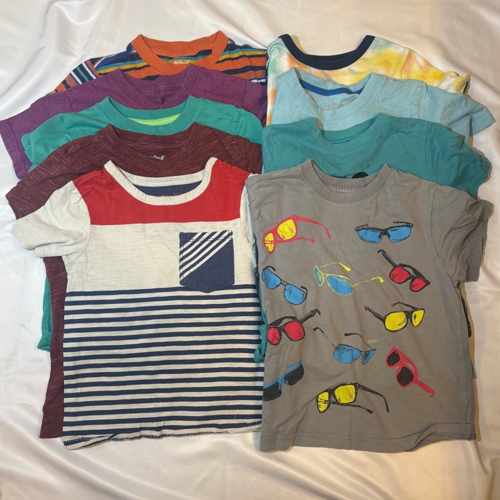 Toddler Kids Graphic & Solid T-Shirt Bundle (10-Piece), Casual Everyday Tees